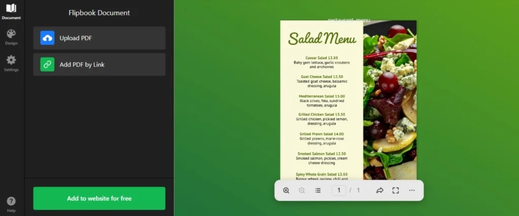 Restaurant Menu flipbook template