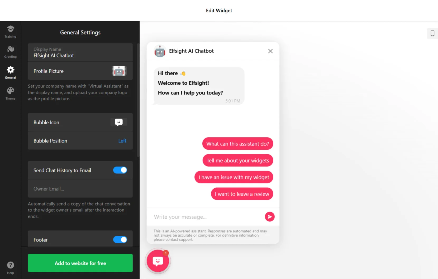 Passen Sie Ihren AI-Chatbot für die Website an