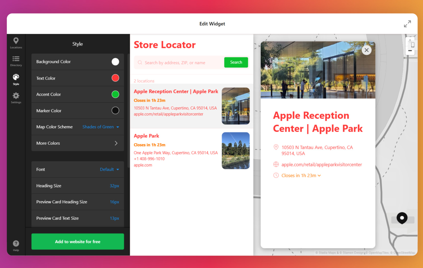 Customize the appearance of the store finder