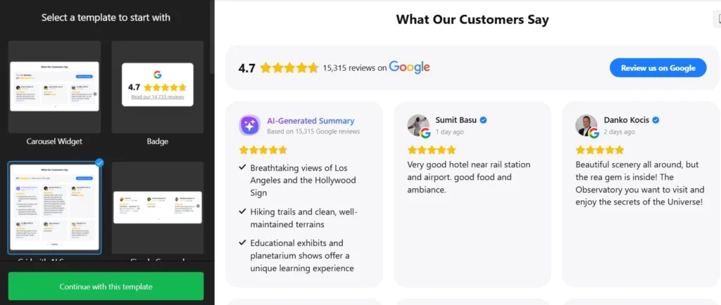 Google Reviews CTA Button