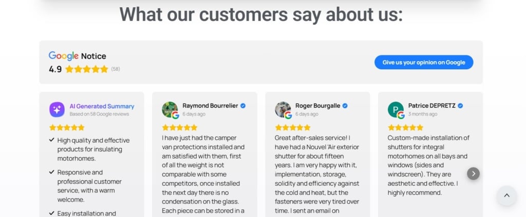 Google Reviews Example - Slider