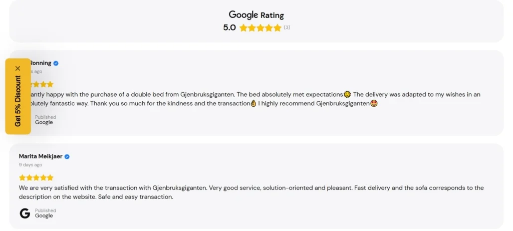 Google Reviews Example -List