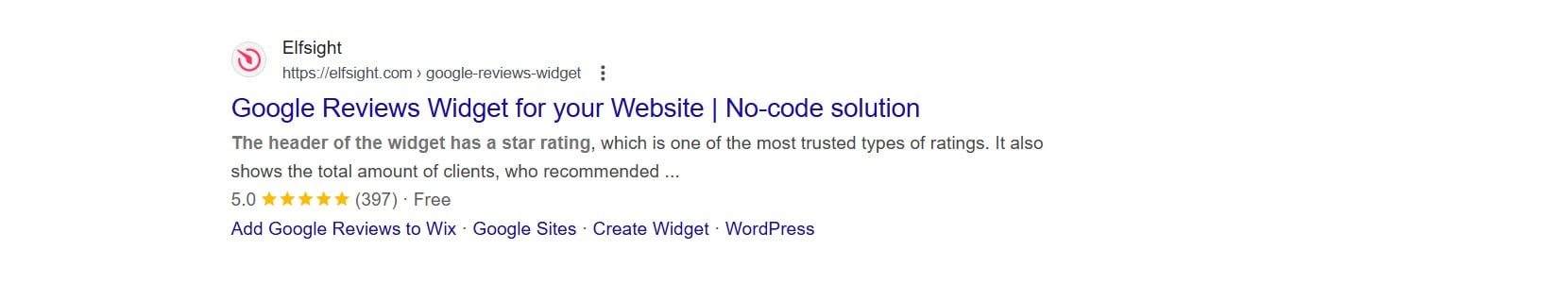 Google Reviews widget - Display rating in search results