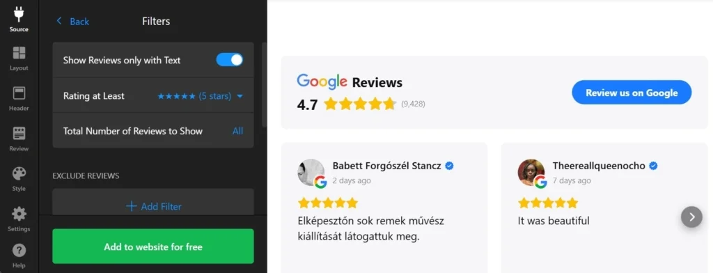 Highlight the right reviews with filters