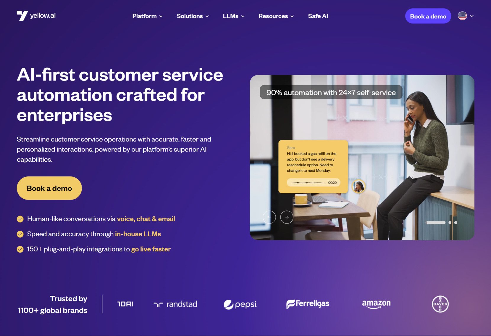 AI for customer support solutions - Yellow.ai