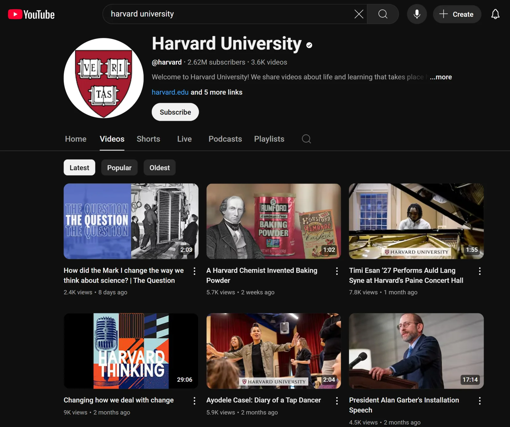 Embed YouTube - Harvard