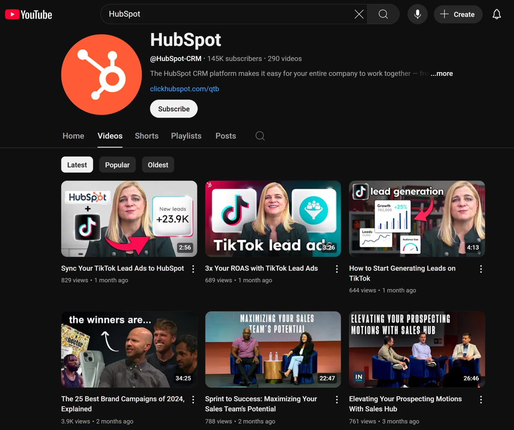 YouTube feed - HubSpot