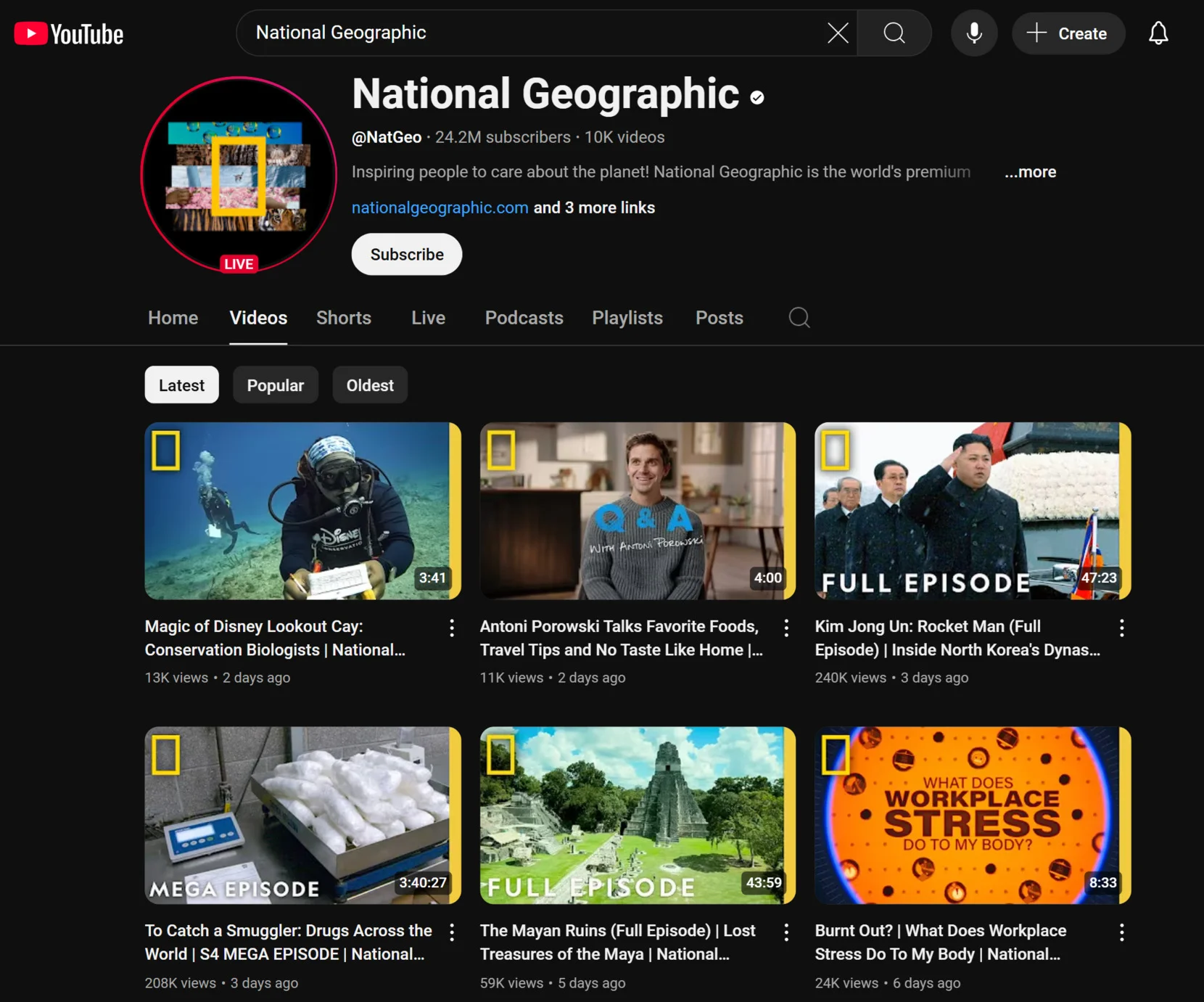 YouTube Gallery - NatGeo