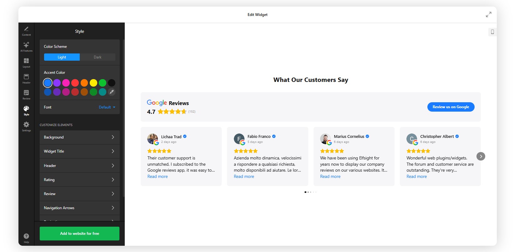 How to add Google Reviews to Elementor: design