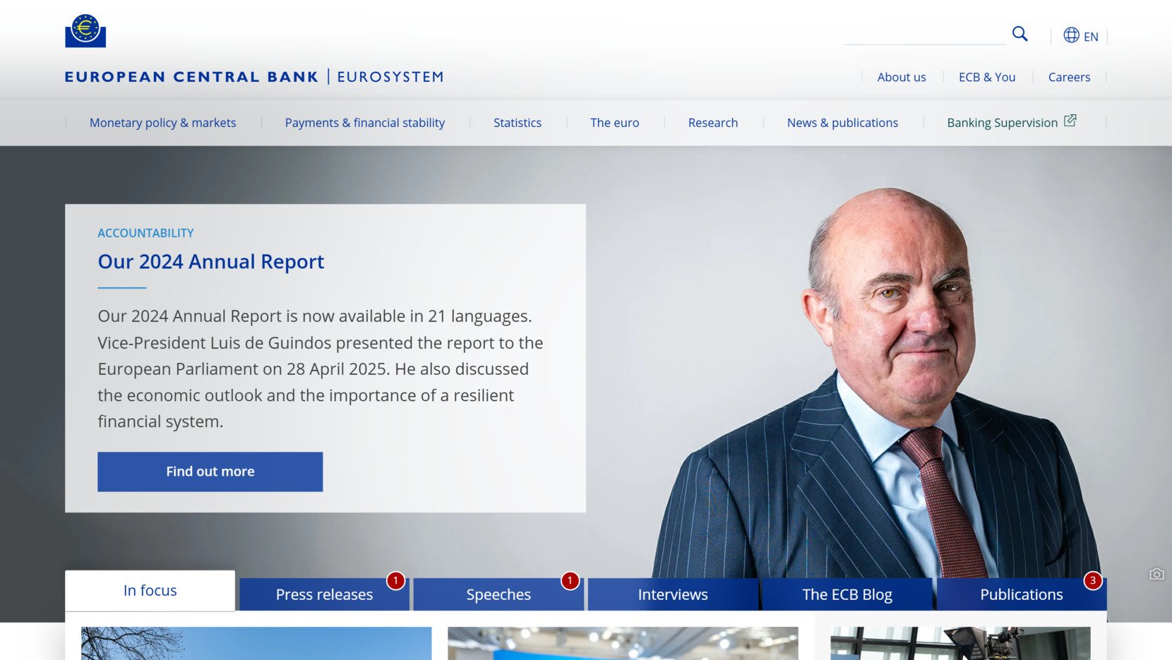 European Central Bank website