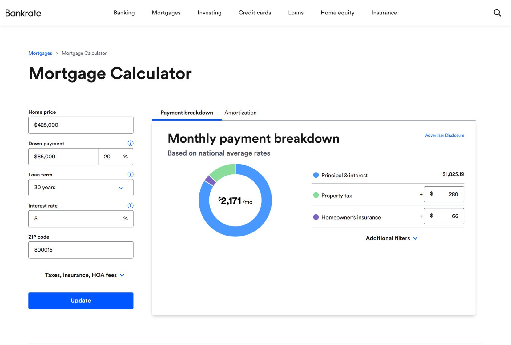 Mortgage calculator online