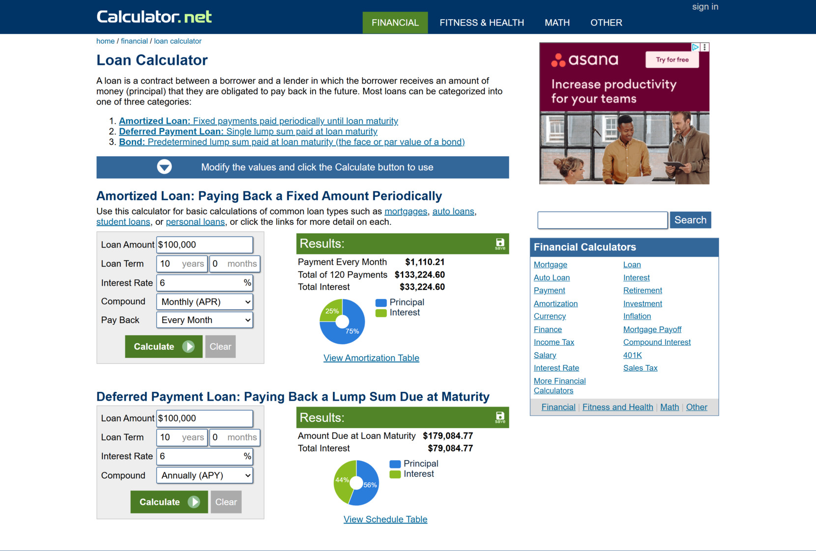 Free loan calculator