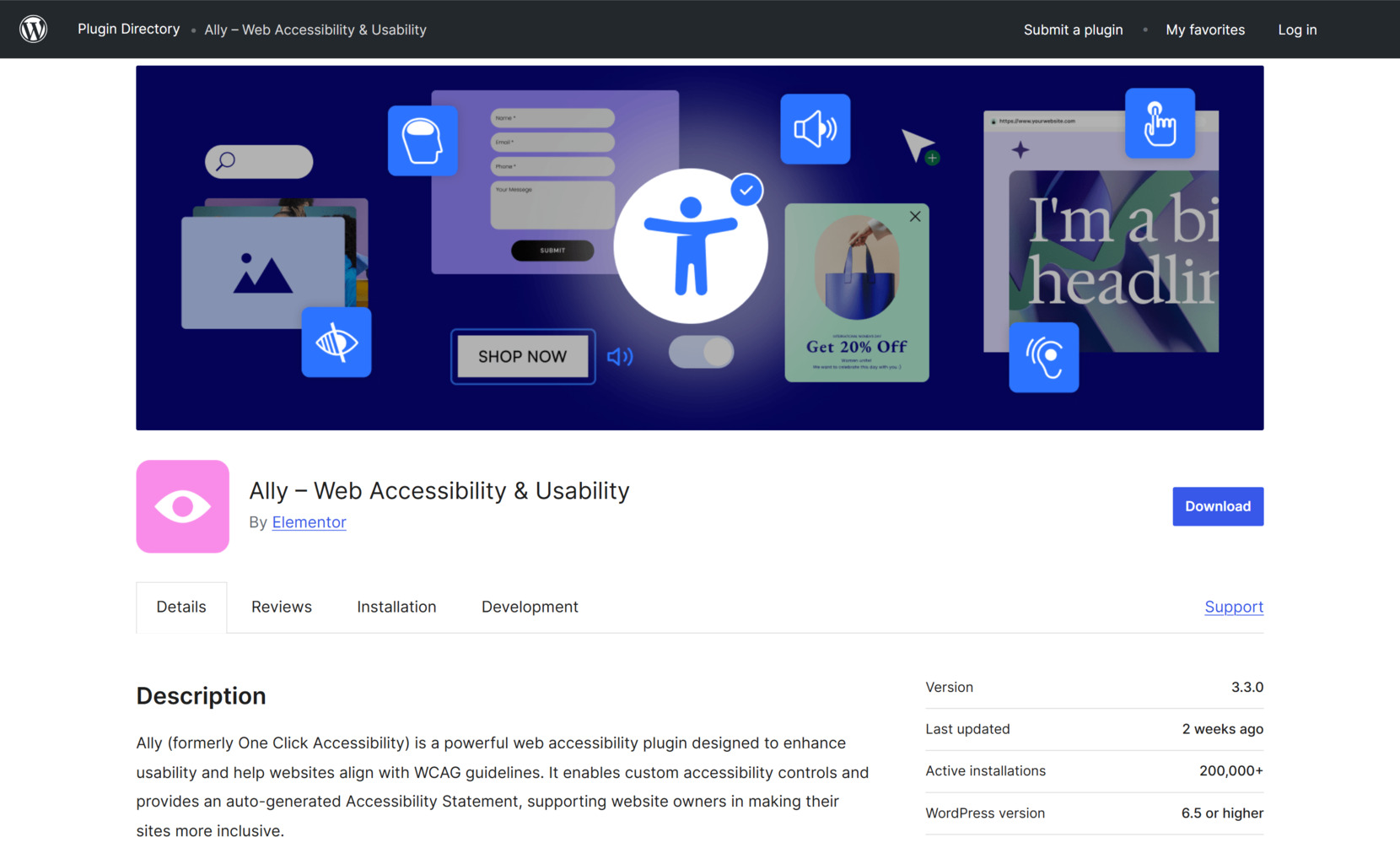 WordPress web accessibility plugin - Ally