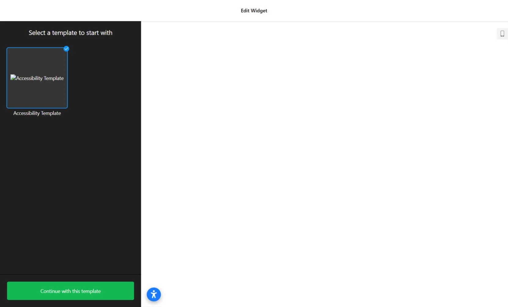 Pick a template for your widget