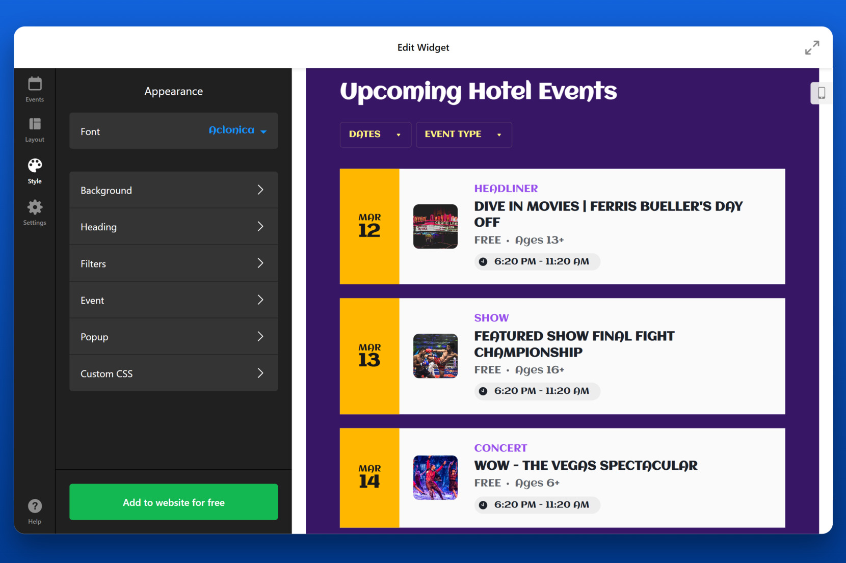 Customize the widget's design 