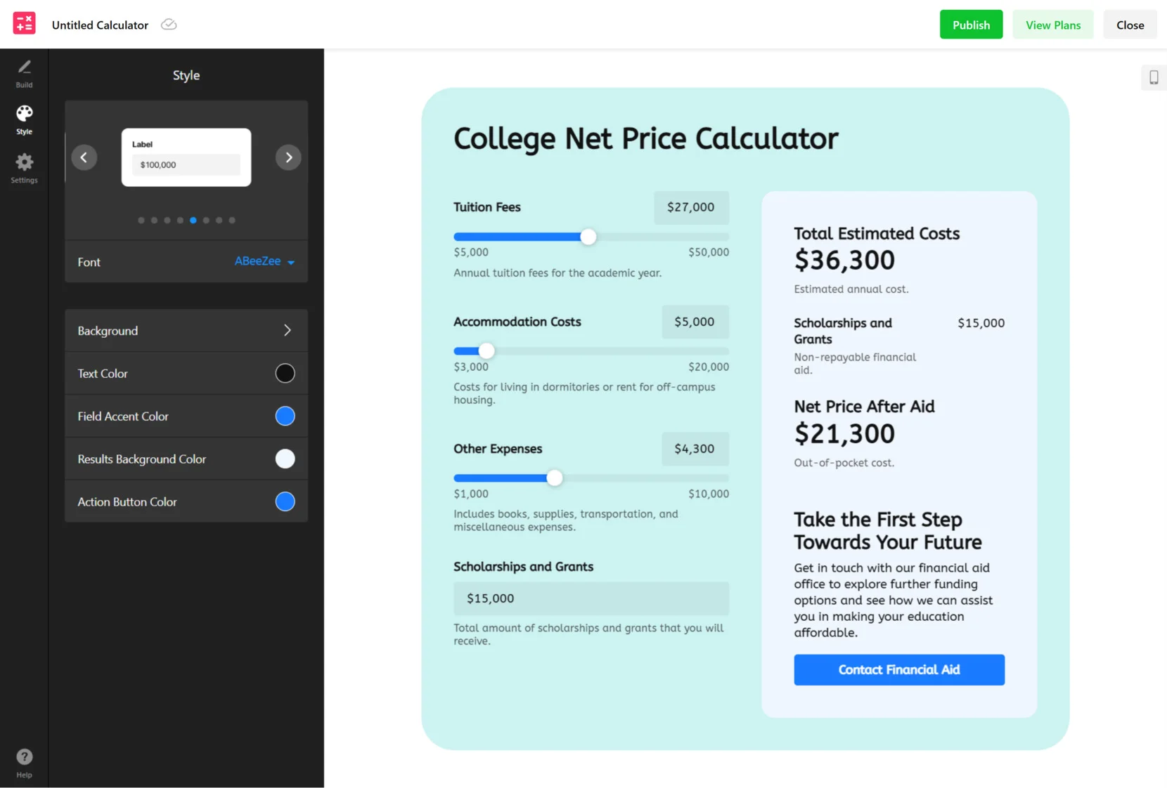 Customize the appearance of the calculator