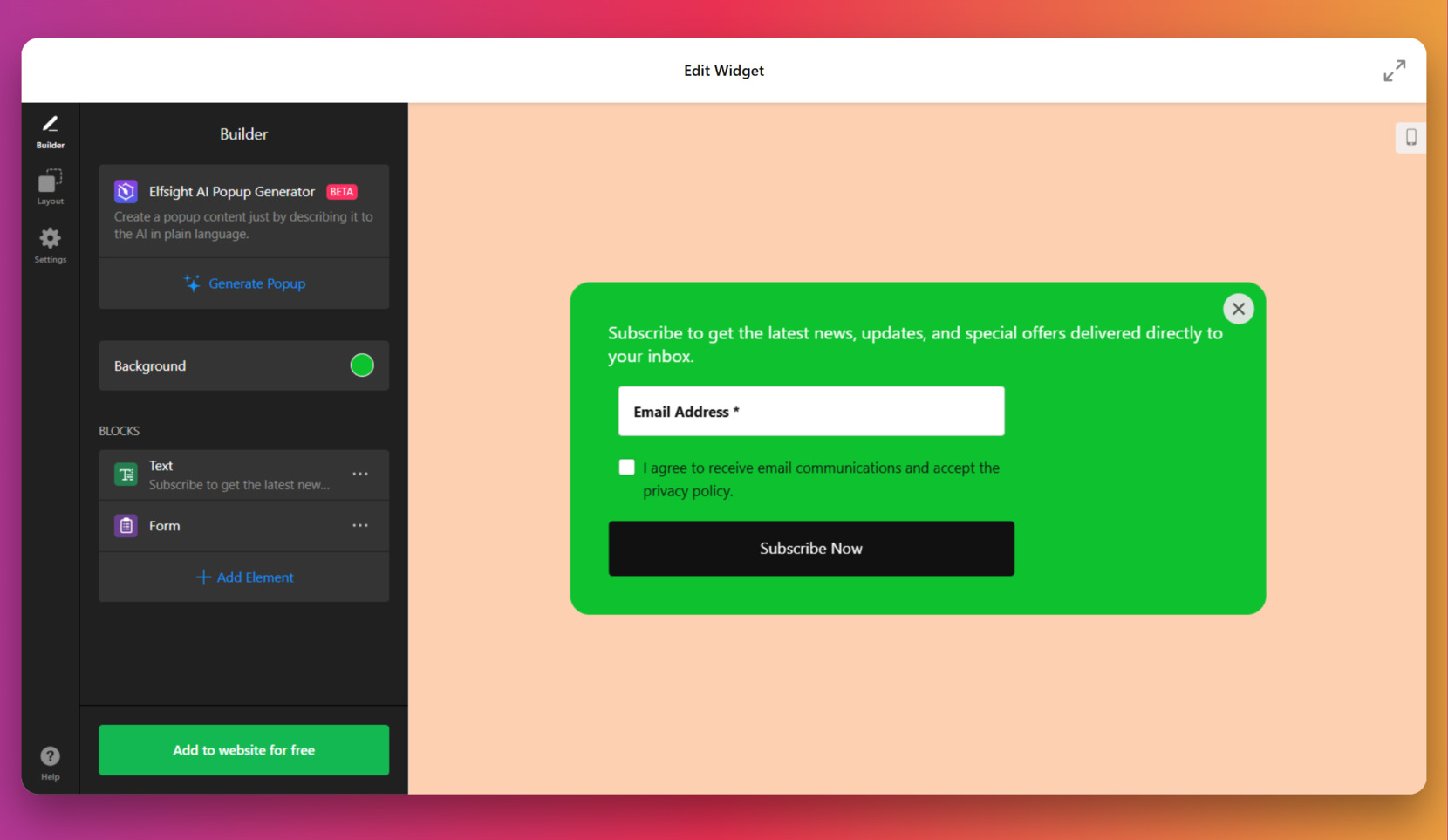 Create the content of your newsletter popup