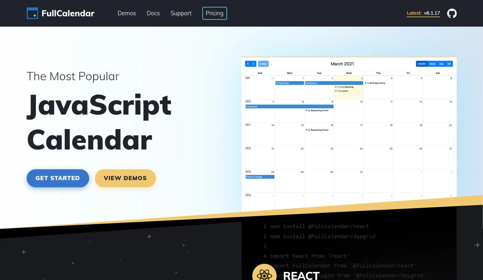 Calendar API - FullCalendar