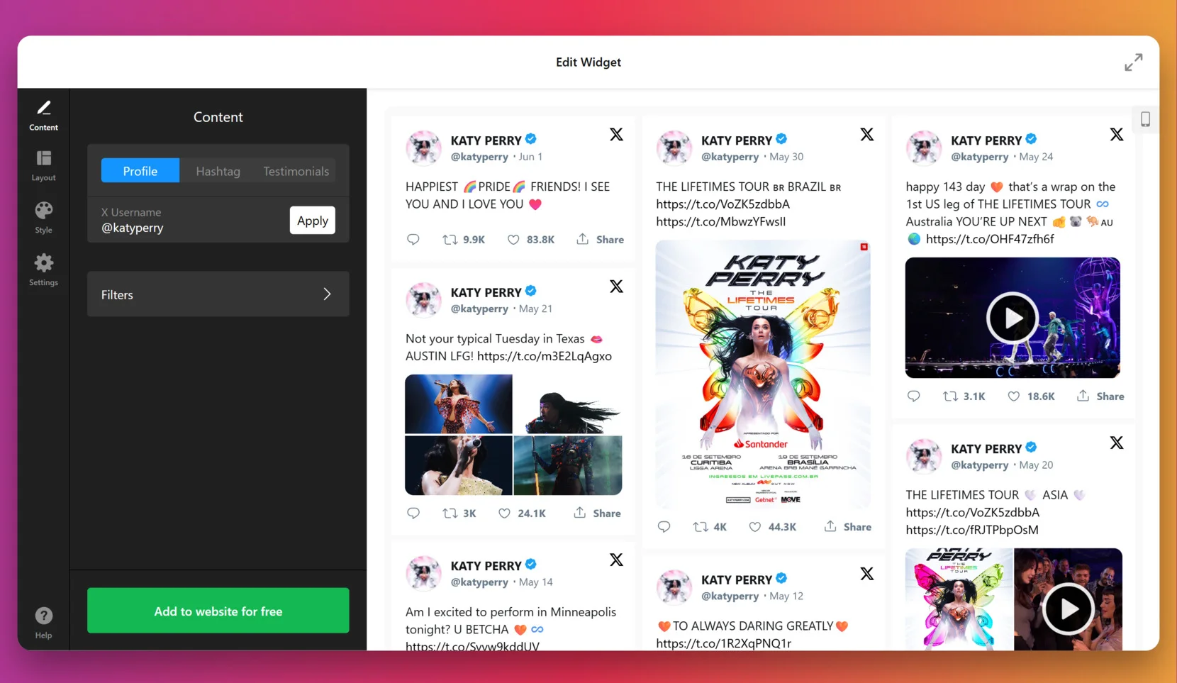 Connect Twitter to the widget