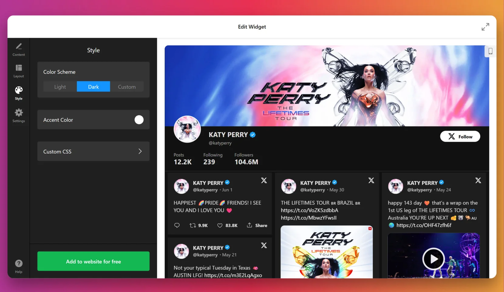 Customize the widget's design