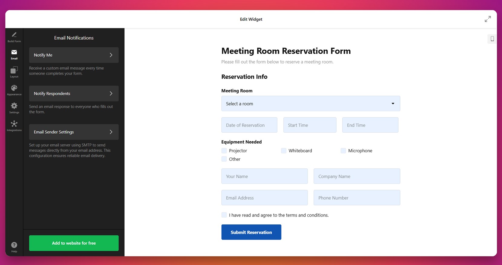 Allow email notifications