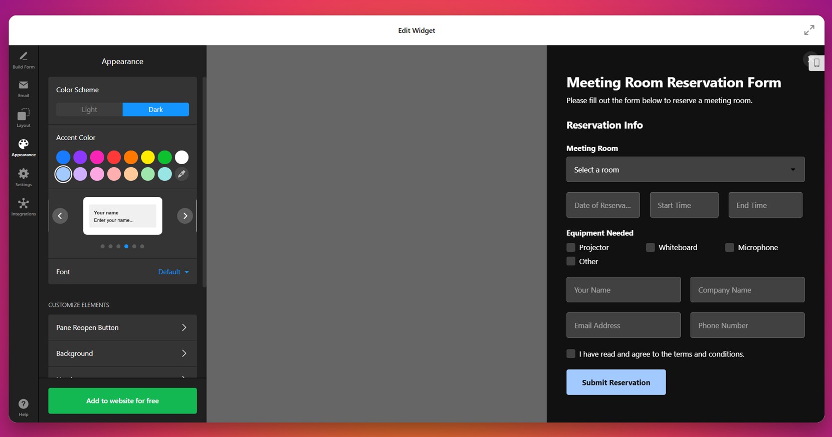 Customize the form's design