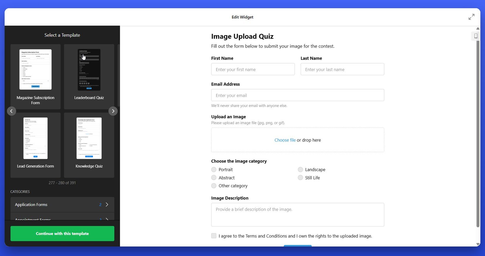 Pick a form template