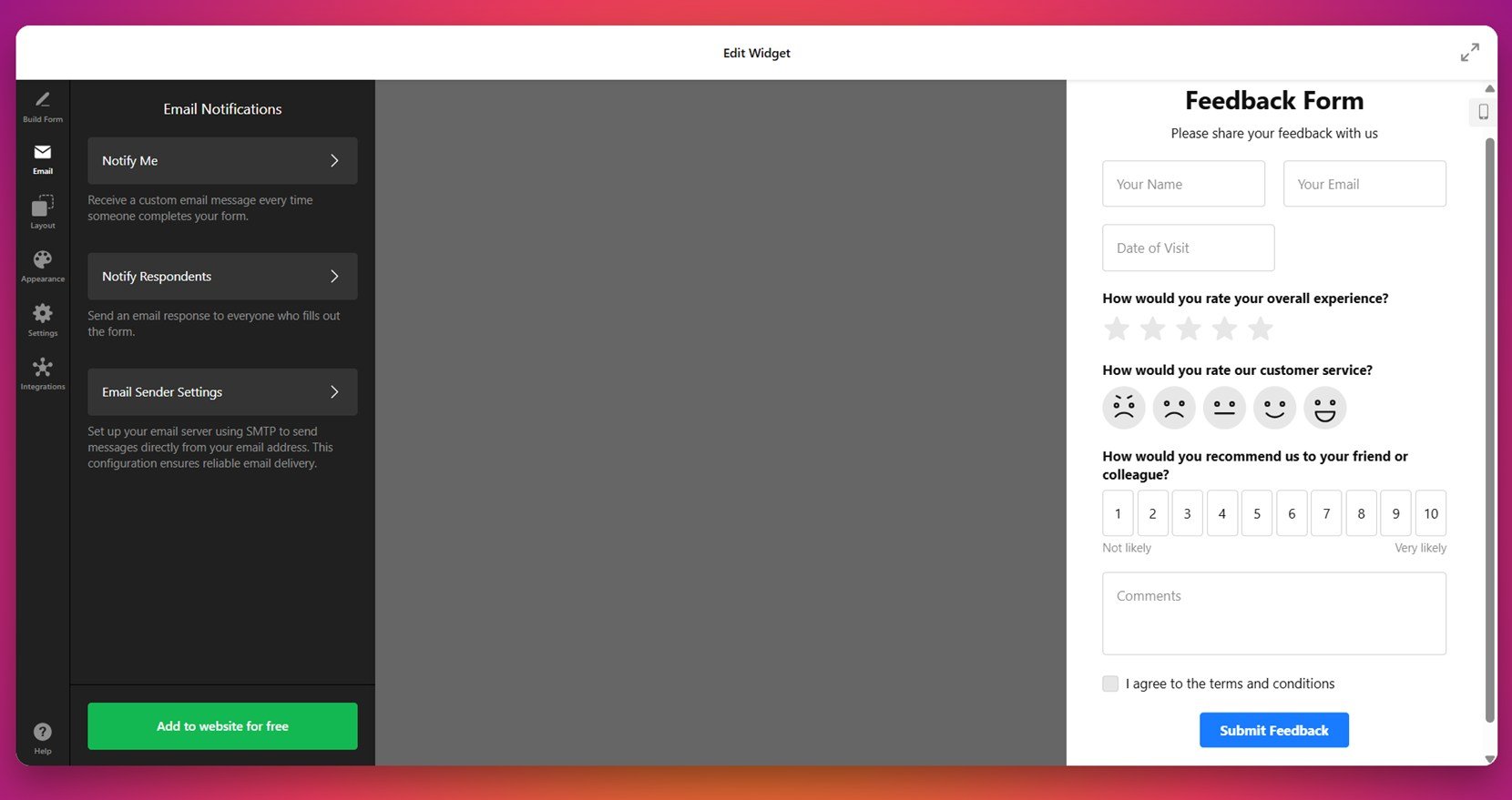Connect email for notifications