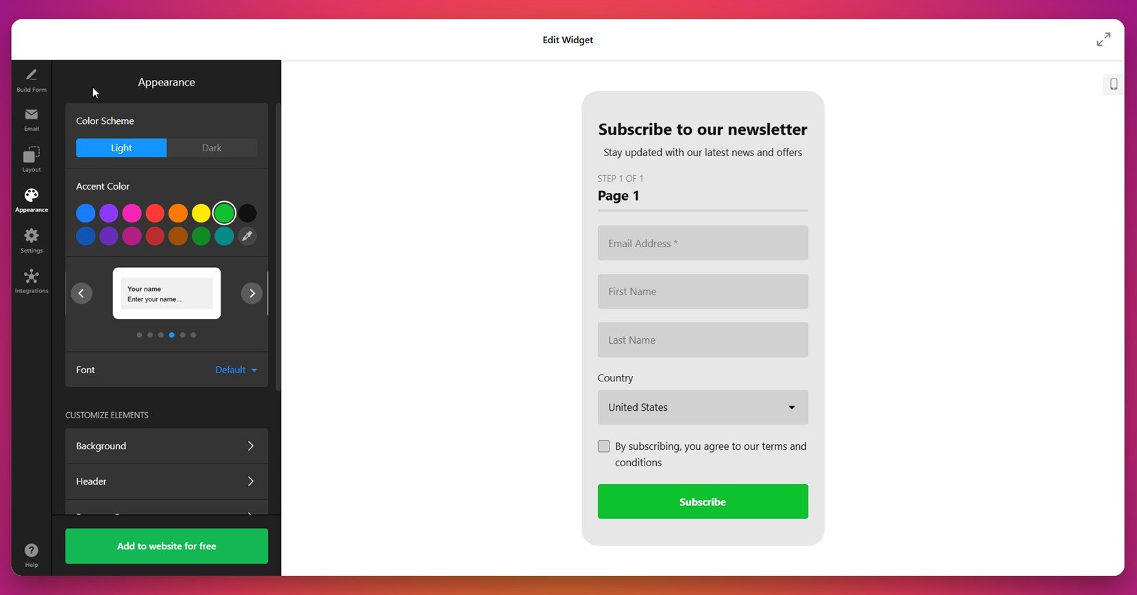 Adjust the form's design