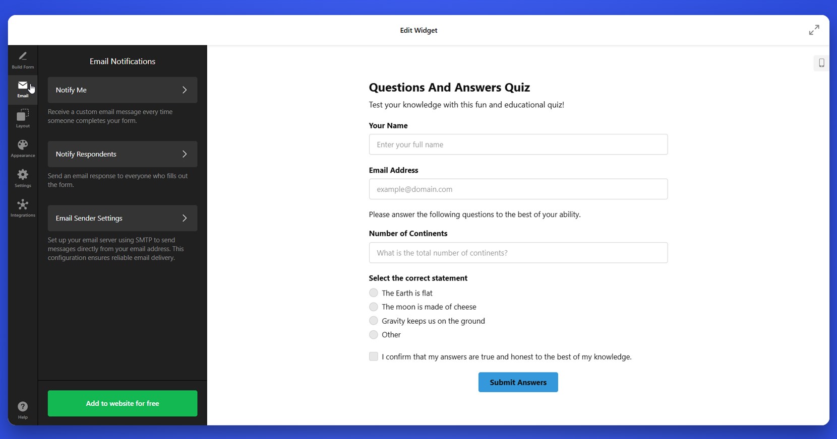 Allow email notifications
