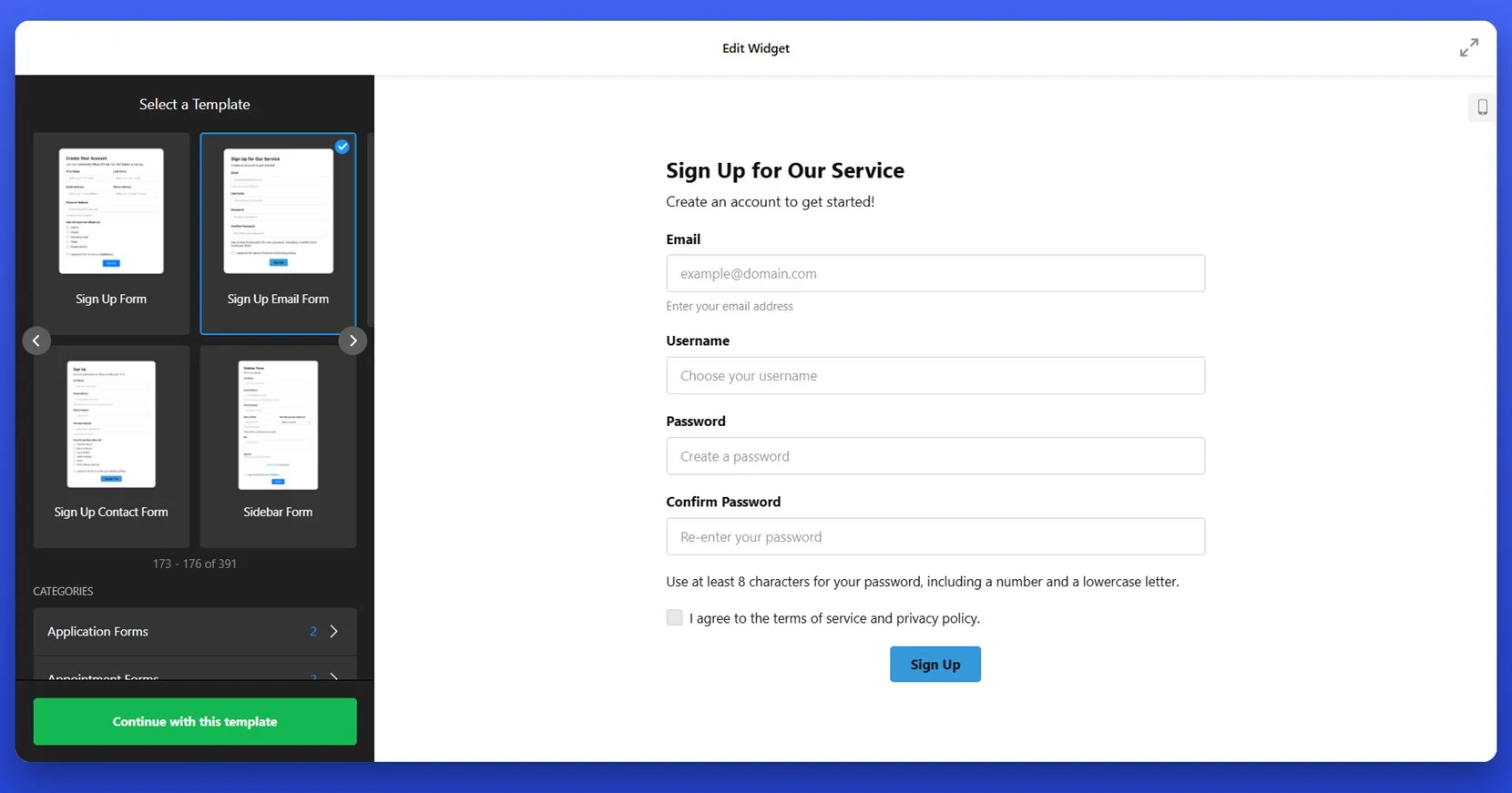 Build the sign up form