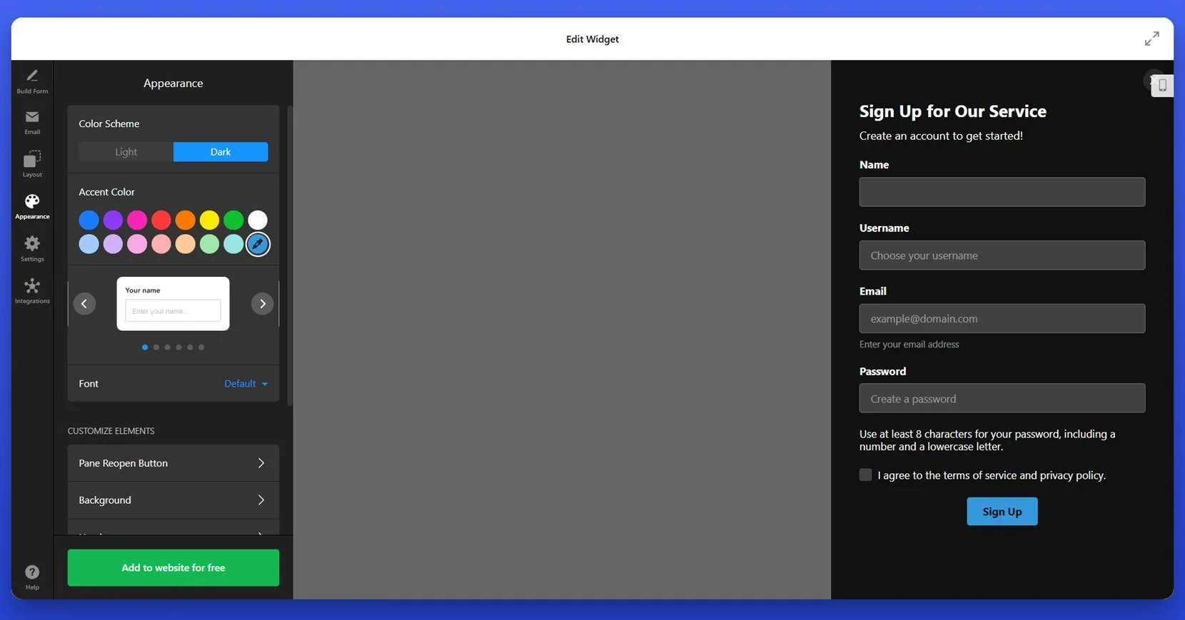 Adjust the form design