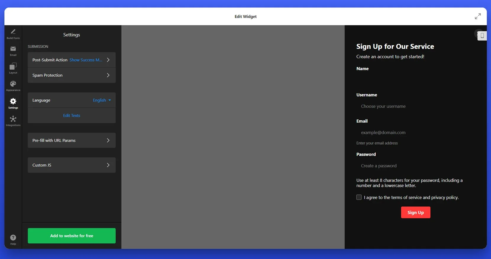 Finalize the settings