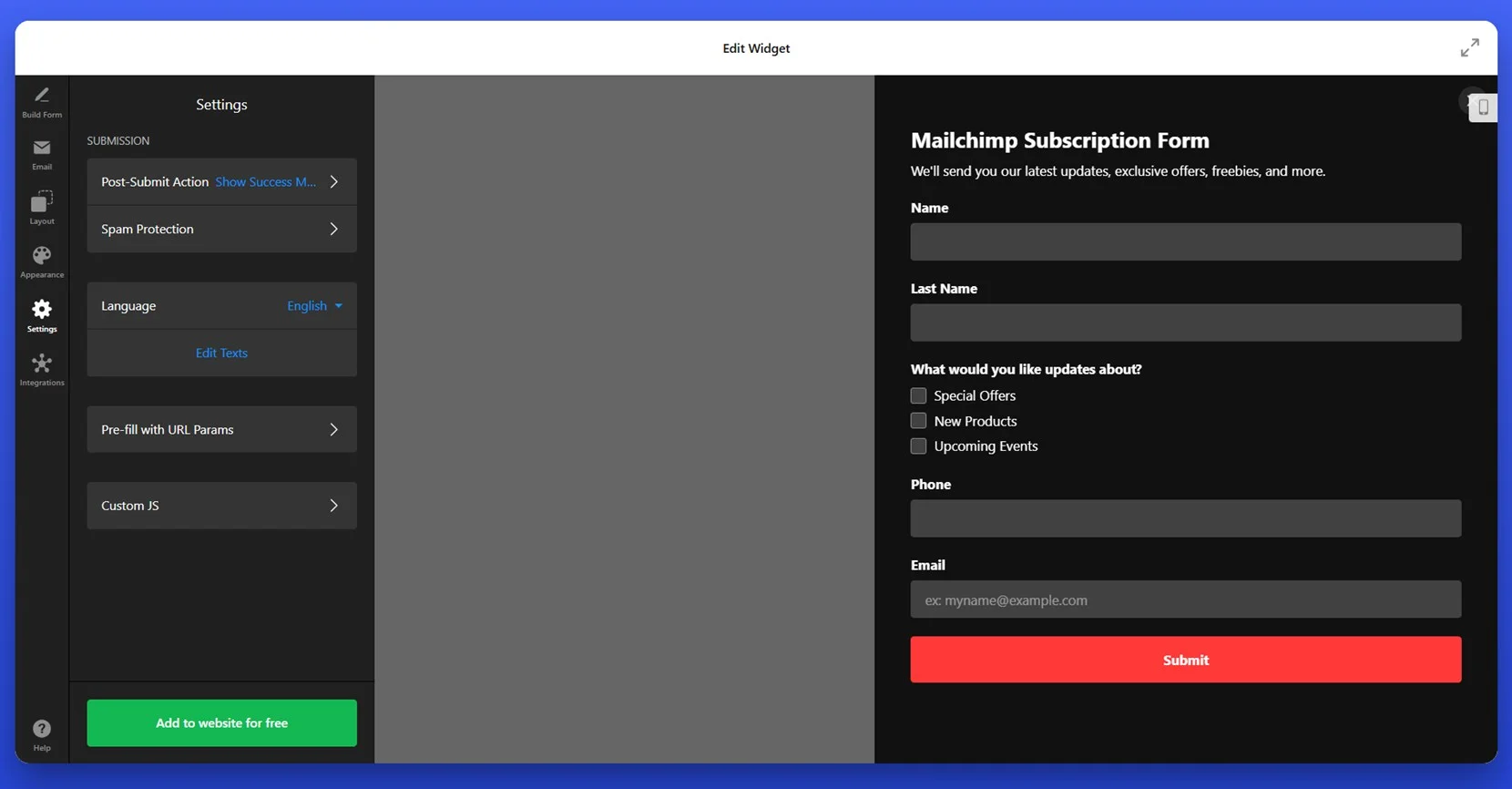 Customize the settings