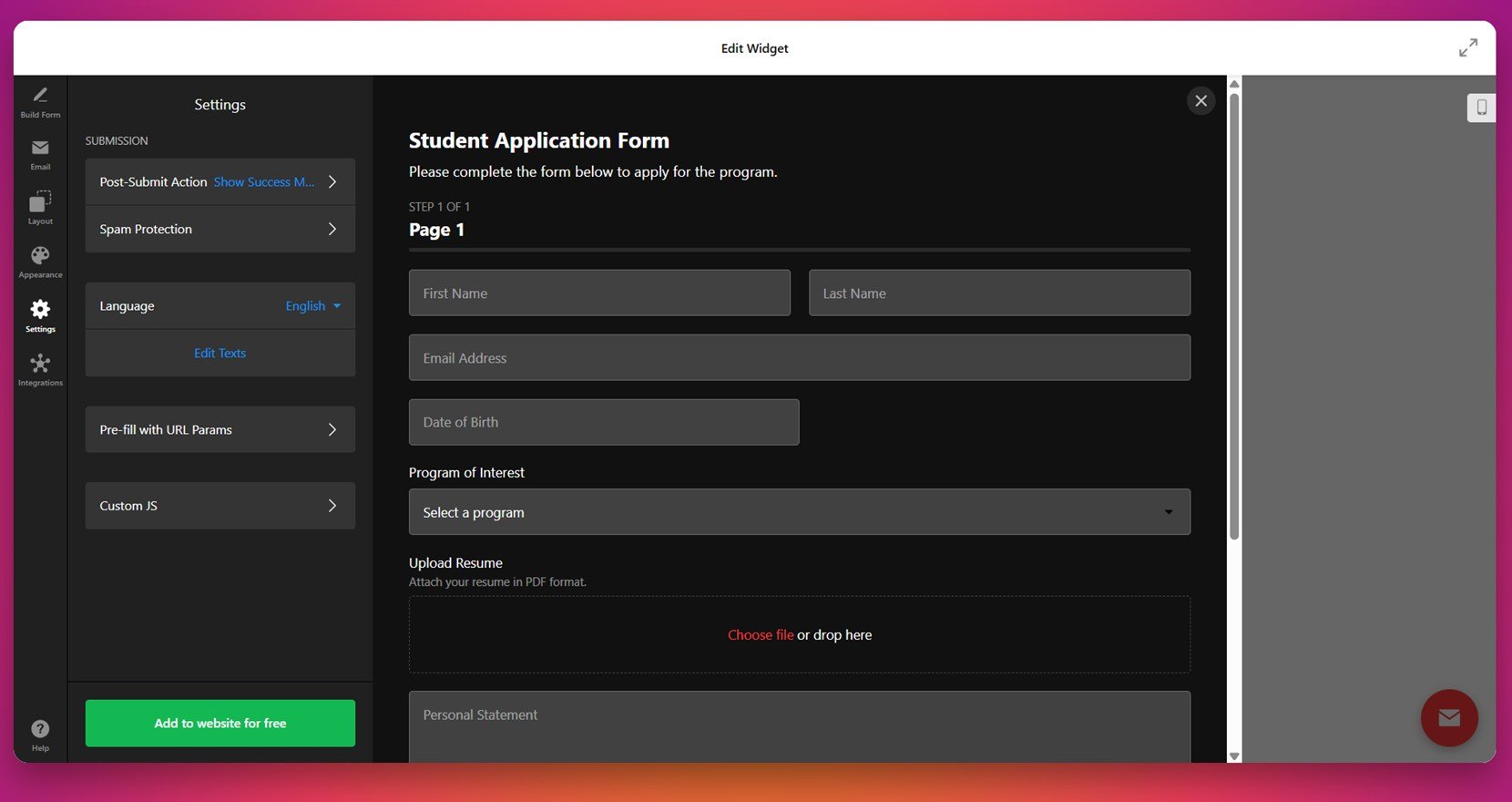 Finalize the plugin's settings