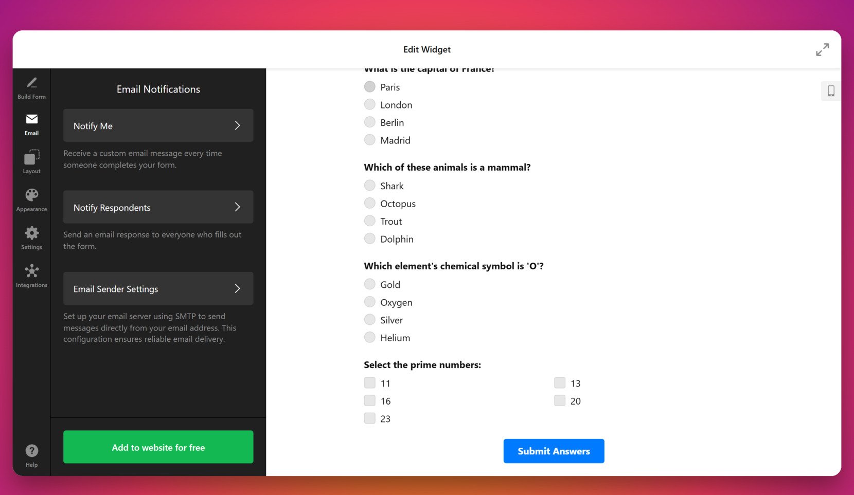 Enable email notifications