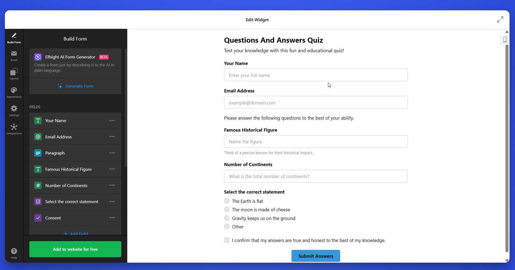Customize the fields