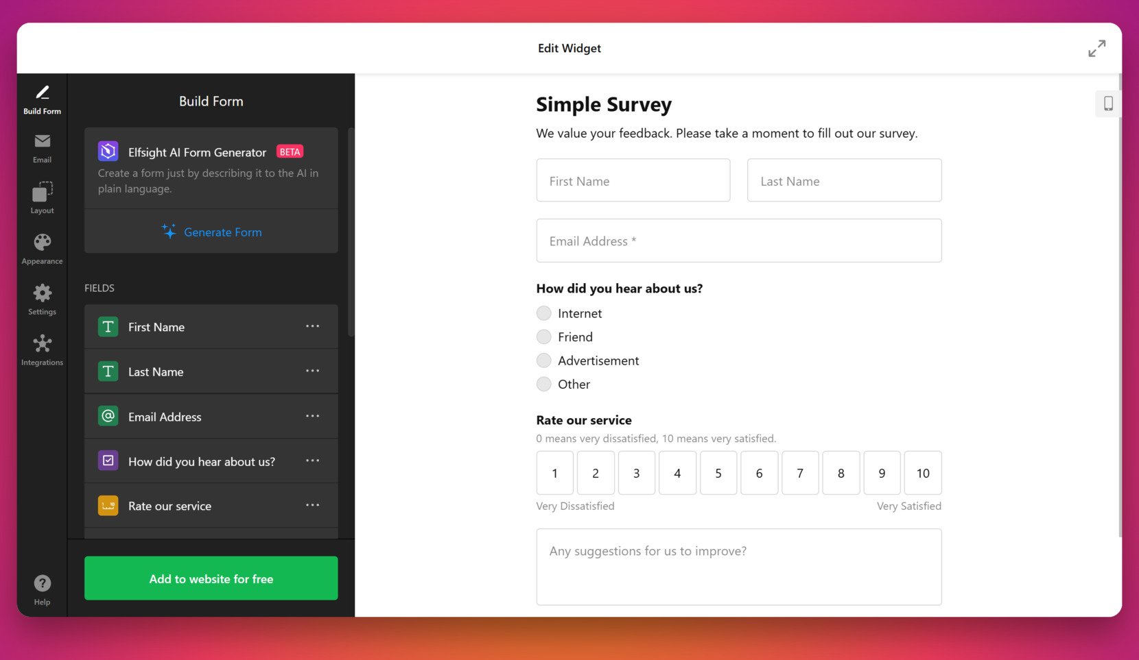 Create the survey