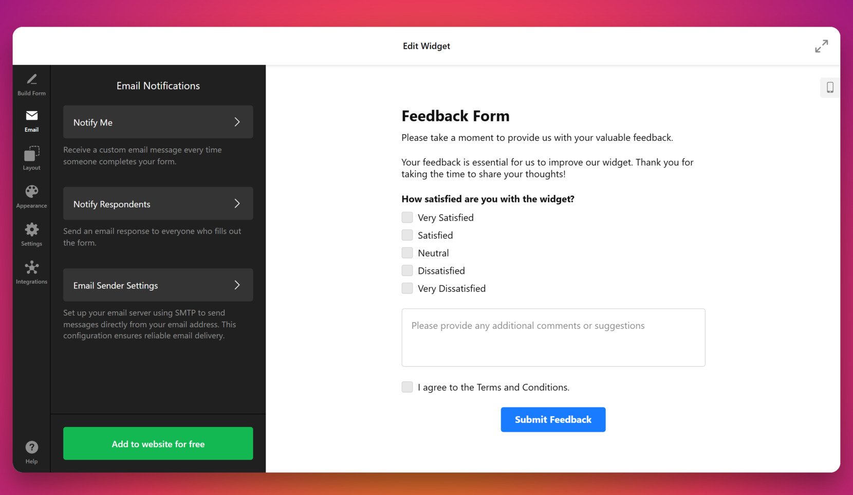 Enable email notifications