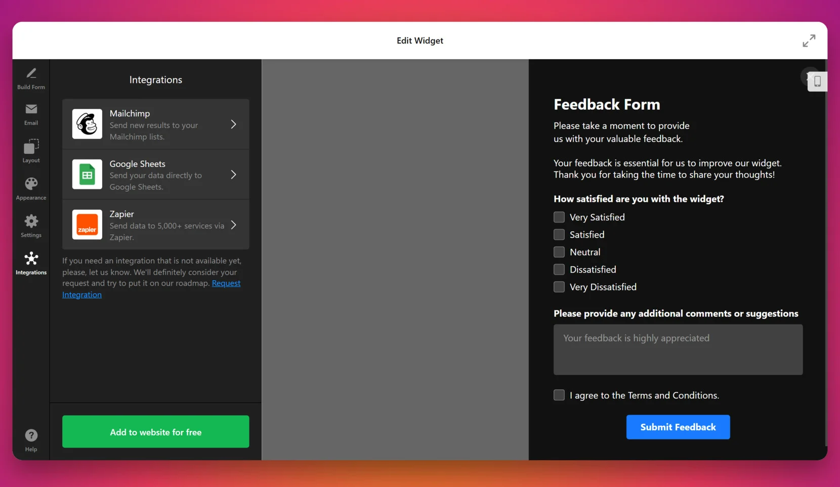 Set the integrations