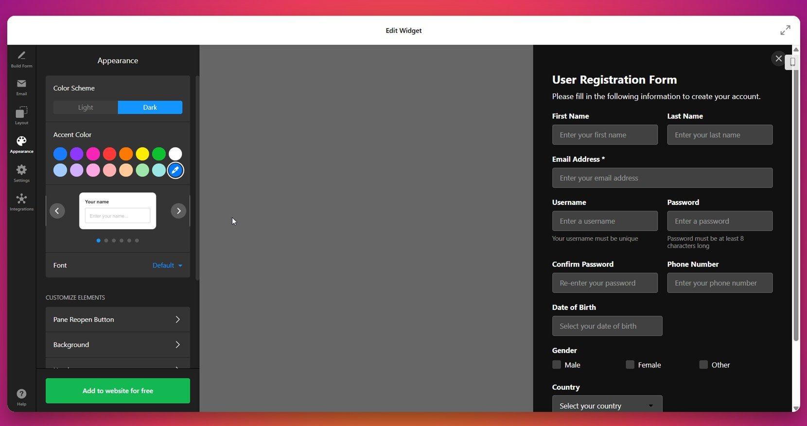 Customize the widget's appearance