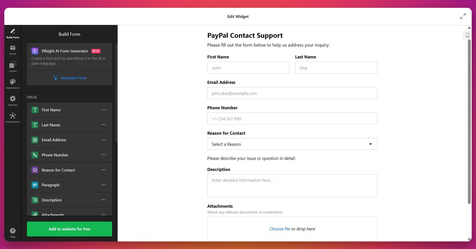 Create your form