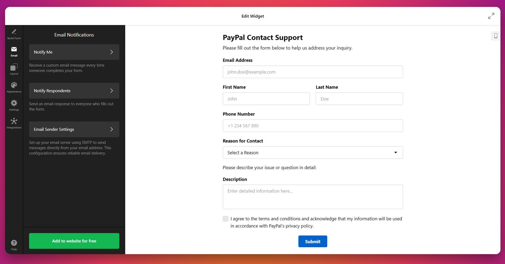 Allow notifications for emails