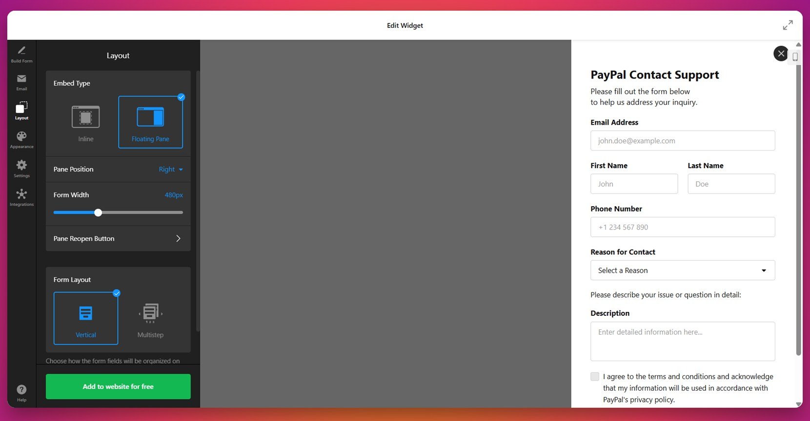 Customize the layout