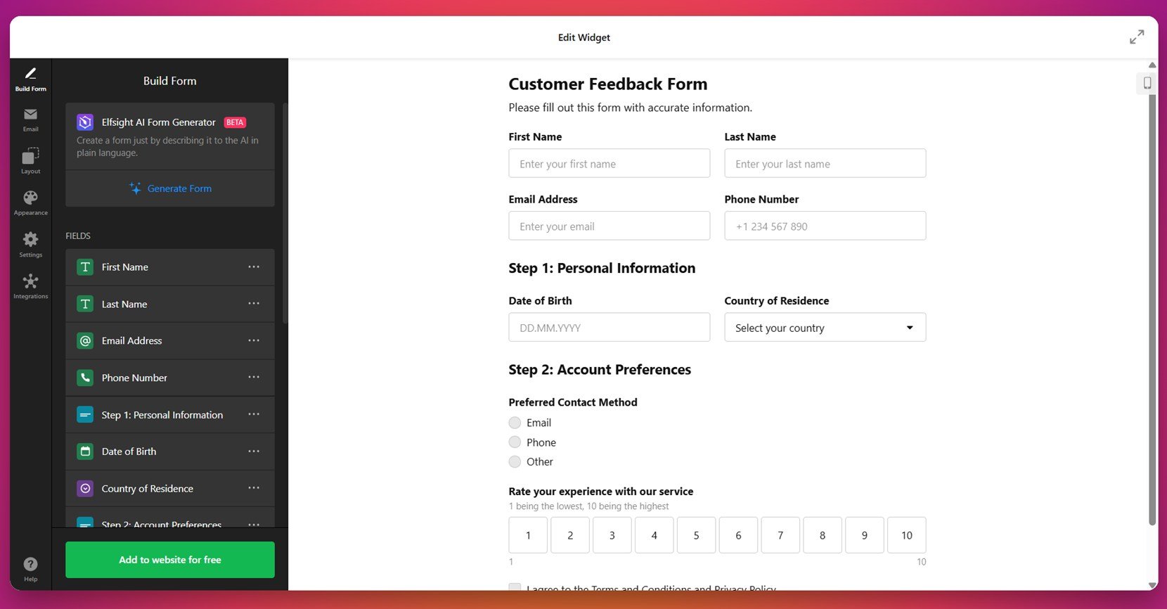 Website form ideas for leads