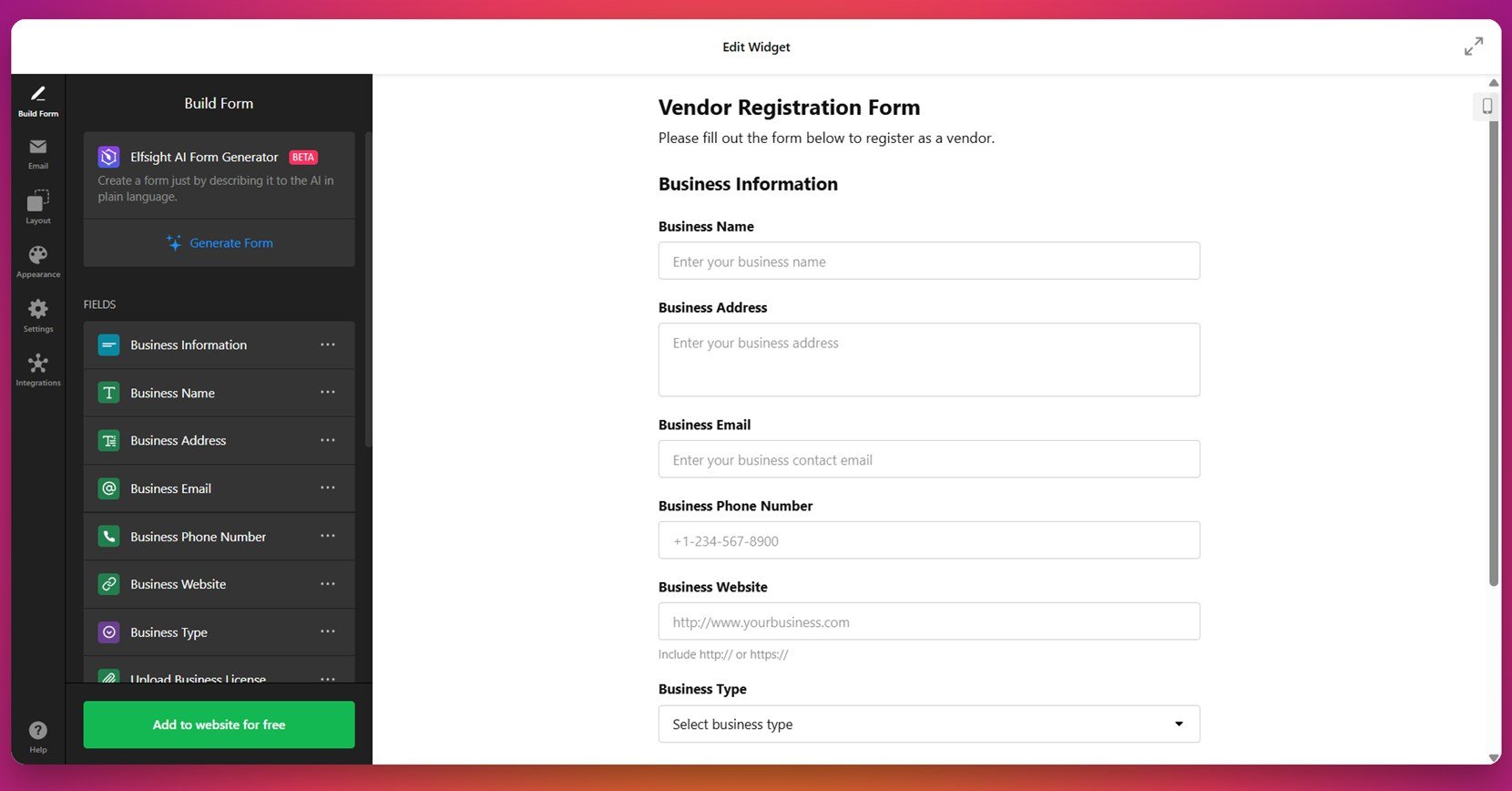 Compact registration form design