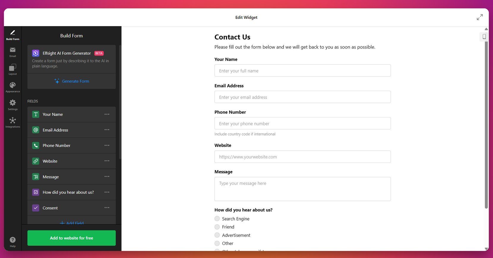 Form with auto-reply confirmation