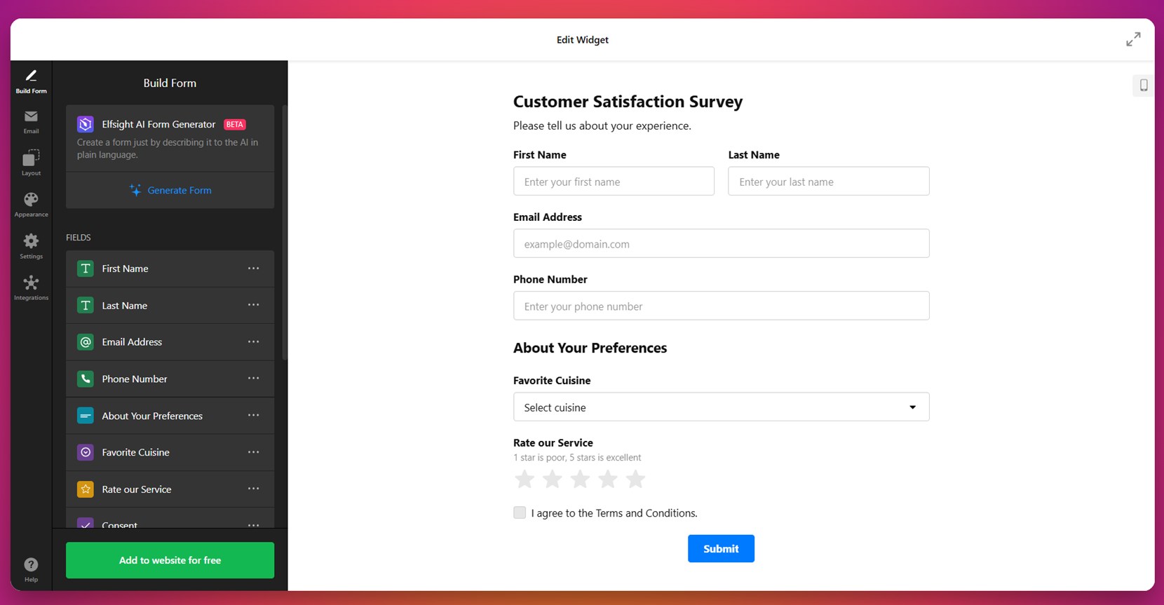Modern website form design
