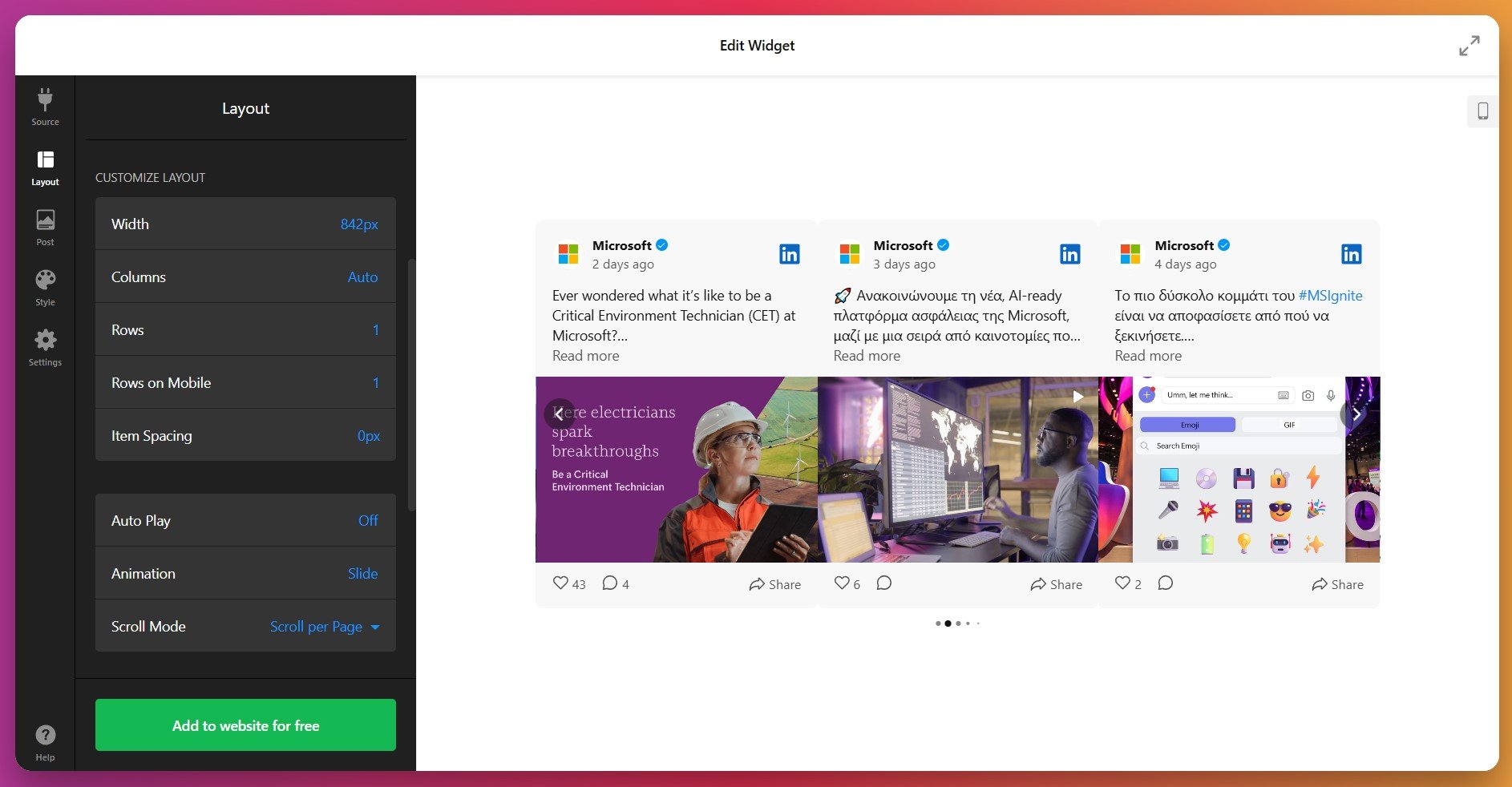 Choose layout for LinkedIn feed