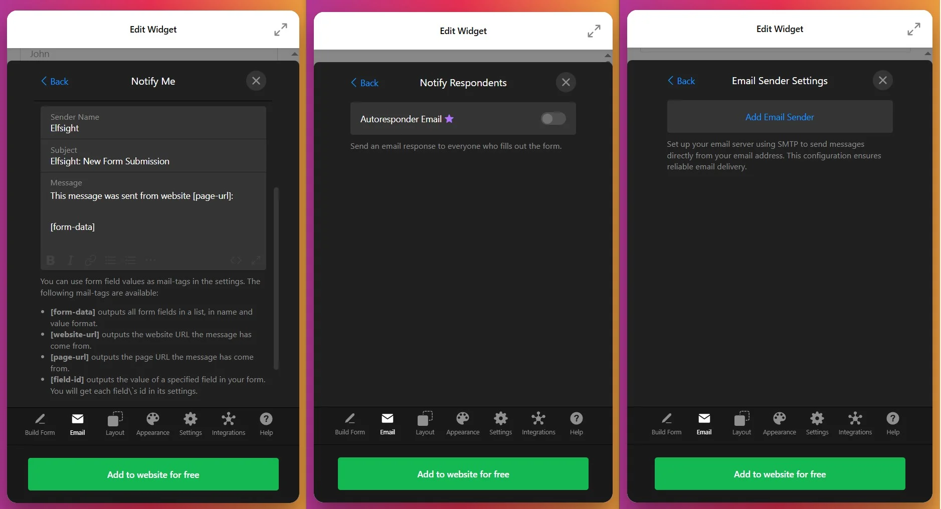 Configure email notifications